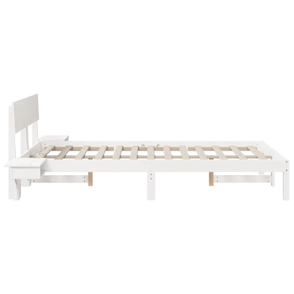 Bedframe met hoofdeinde Wit 135 x 190 cm Massief grenenhout is nu te koop bij PeponiXL, paradijselijk wonen!