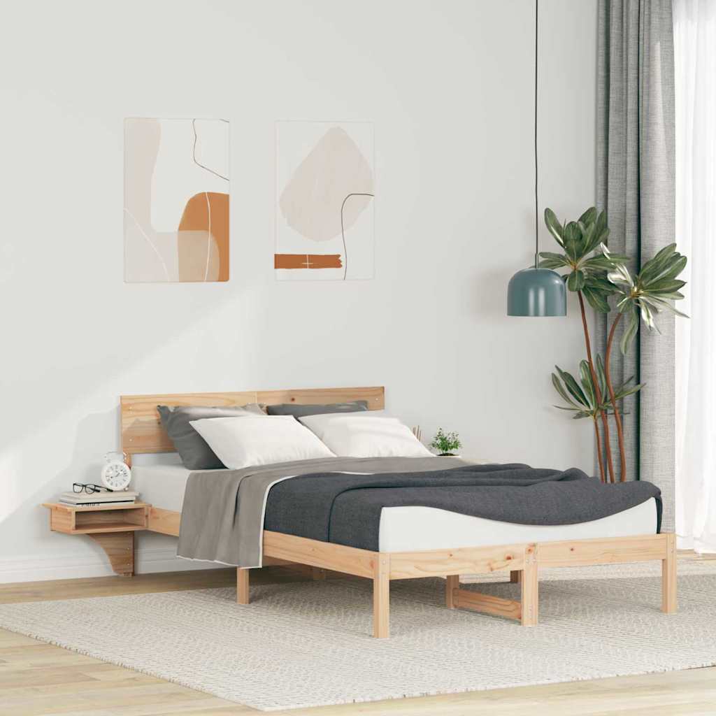 Bedframe met hoofdeinde Bruin 120 x 190 cm Massief grenenhout is nu te koop bij PeponiXL, paradijselijk wonen!