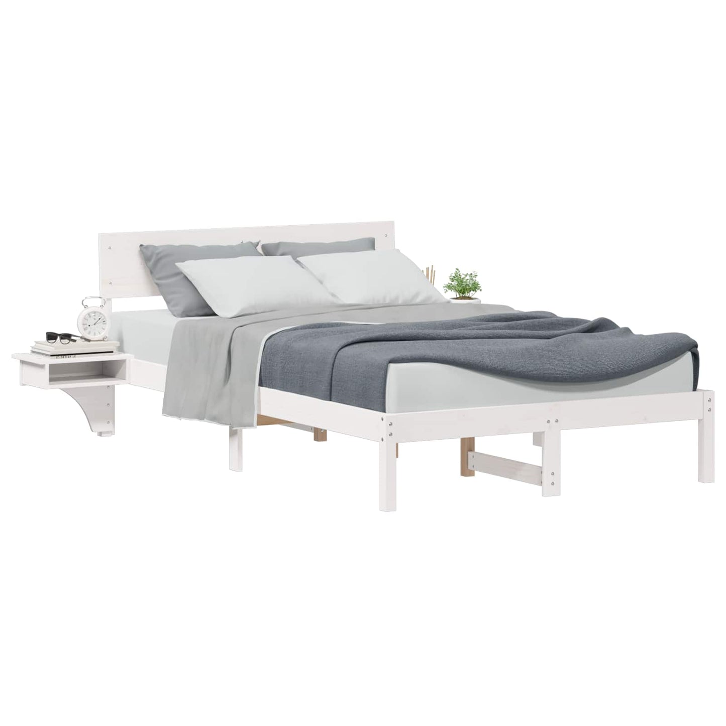 Bedframe met hoofdeinde Wit 120 x 190 cm Massief grenenhout is nu te koop bij PeponiXL, paradijselijk wonen!