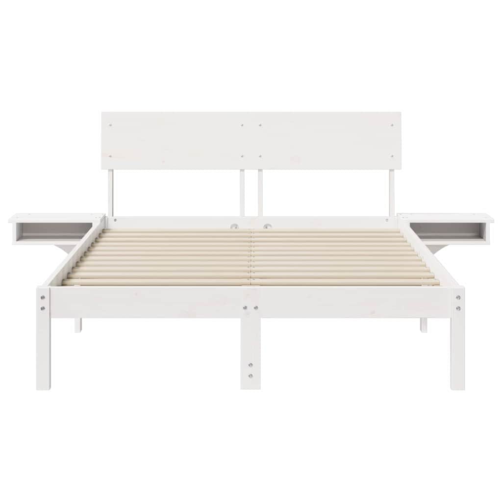 Bedframe met hoofdeinde Wit 120 x 190 cm Massief grenenhout is nu te koop bij PeponiXL, paradijselijk wonen!