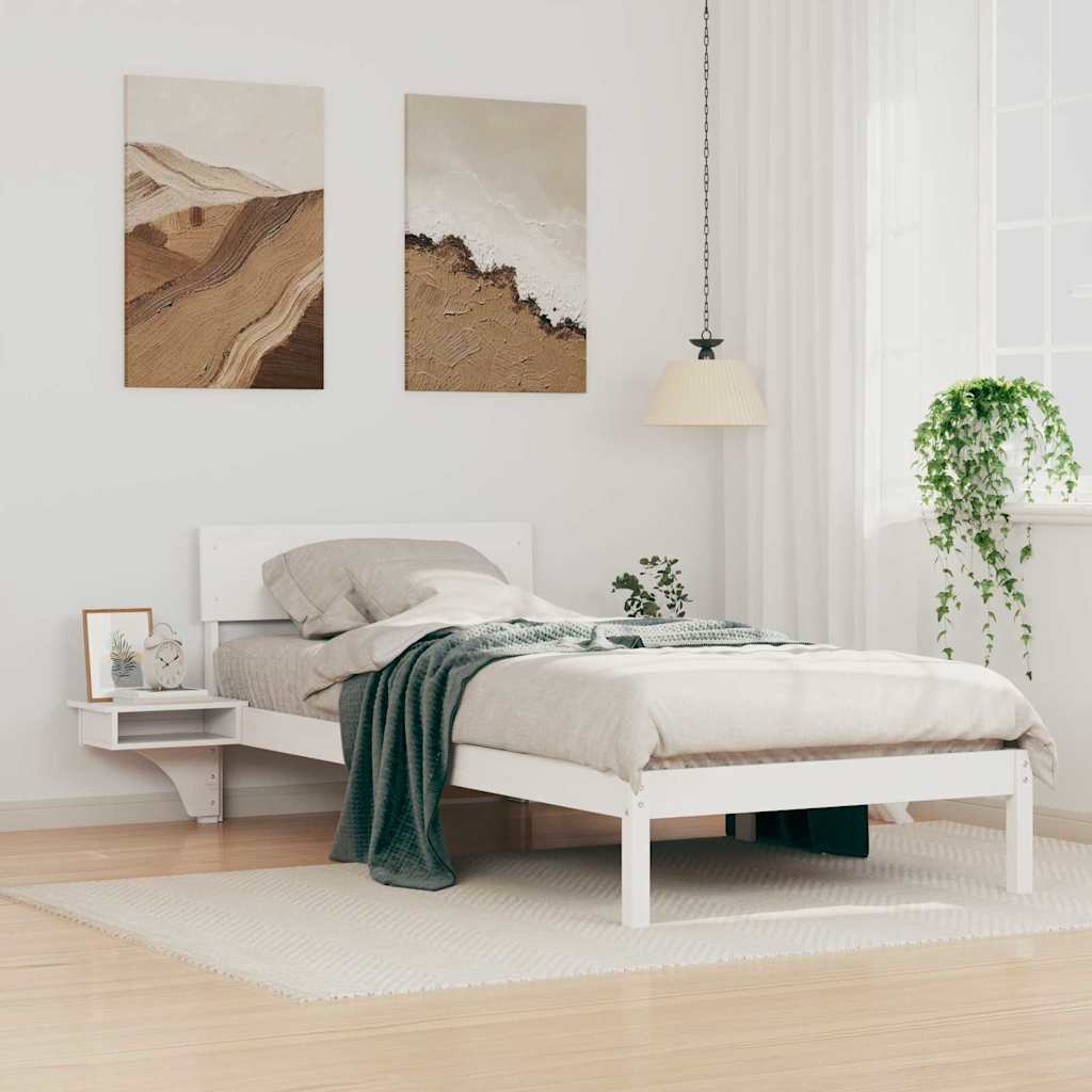 Bedframe met hoofdeinde Wit 100 x 200 cm Massief grenenhout is nu te koop bij PeponiXL, paradijselijk wonen!