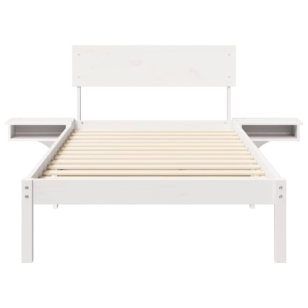 Bedframe met hoofdeinde Wit 100 x 200 cm Massief grenenhout is nu te koop bij PeponiXL, paradijselijk wonen!