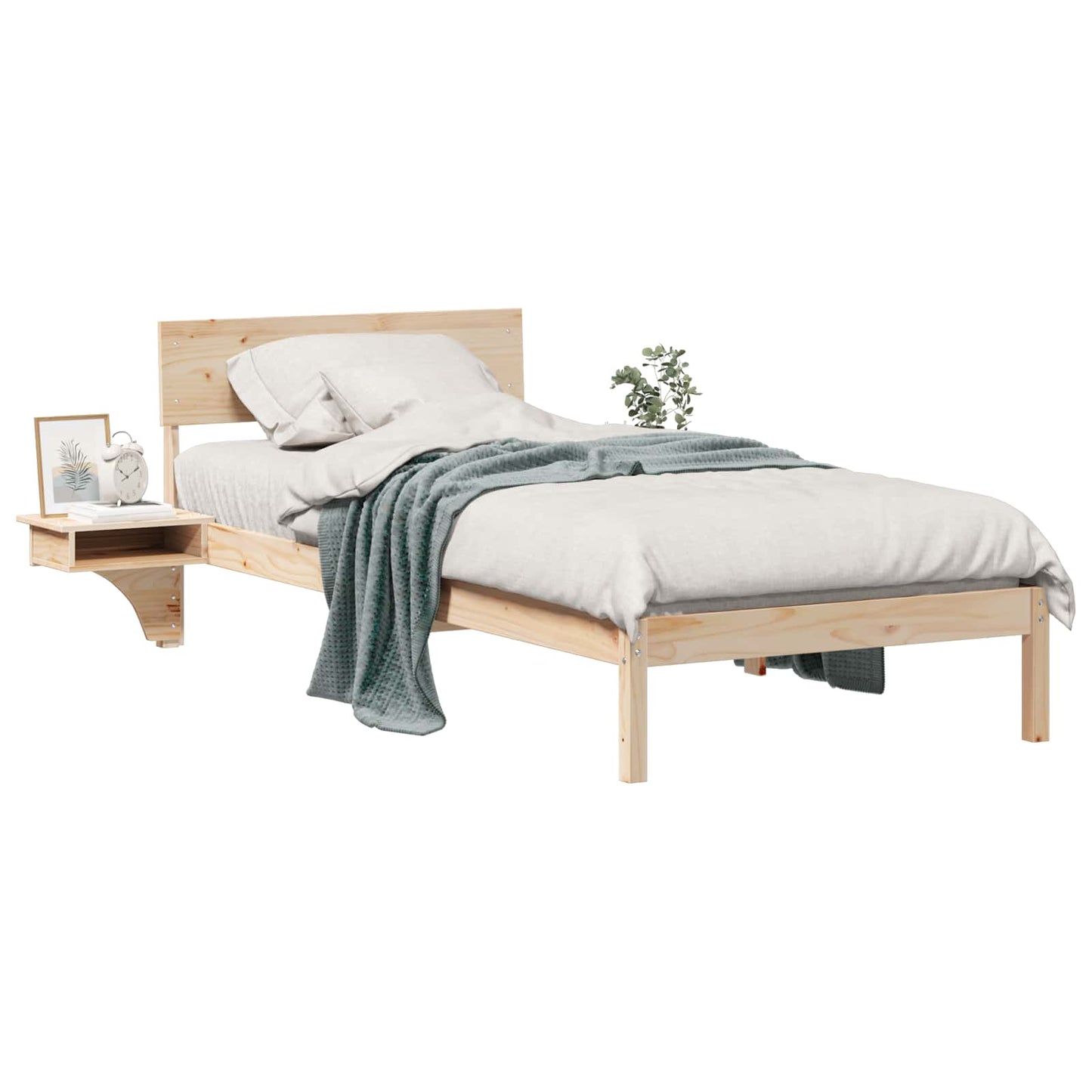 Bedframe met hoofdeinde Bruin 90 x 200 cm Massief grenenhout is nu te koop bij PeponiXL, paradijselijk wonen!