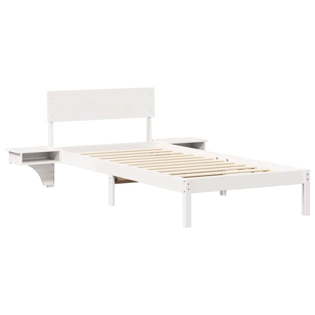 Bedframe met hoofdeinde Wit 90 x 200 cm Massief grenenhout is nu te koop bij PeponiXL, paradijselijk wonen!
