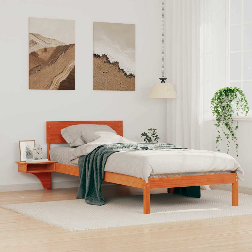 Bedframe met hoofdeinde Wasbruin 90 x 200 cm Massief grenenhout is nu te koop bij PeponiXL, paradijselijk wonen!