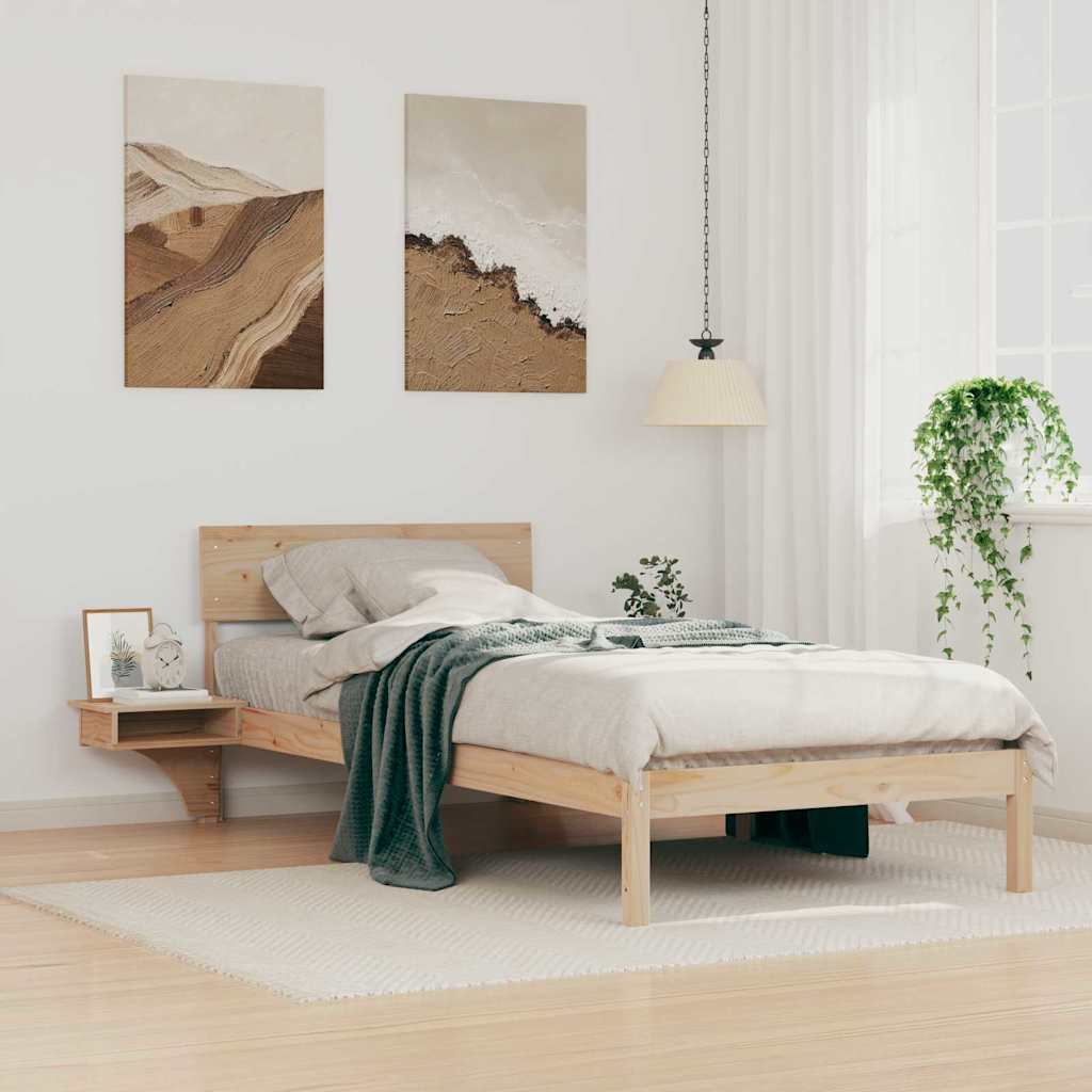 Bedframe met hoofdeinde Bruin 80 x 200 cm Massief grenenhout is nu te koop bij PeponiXL, paradijselijk wonen!