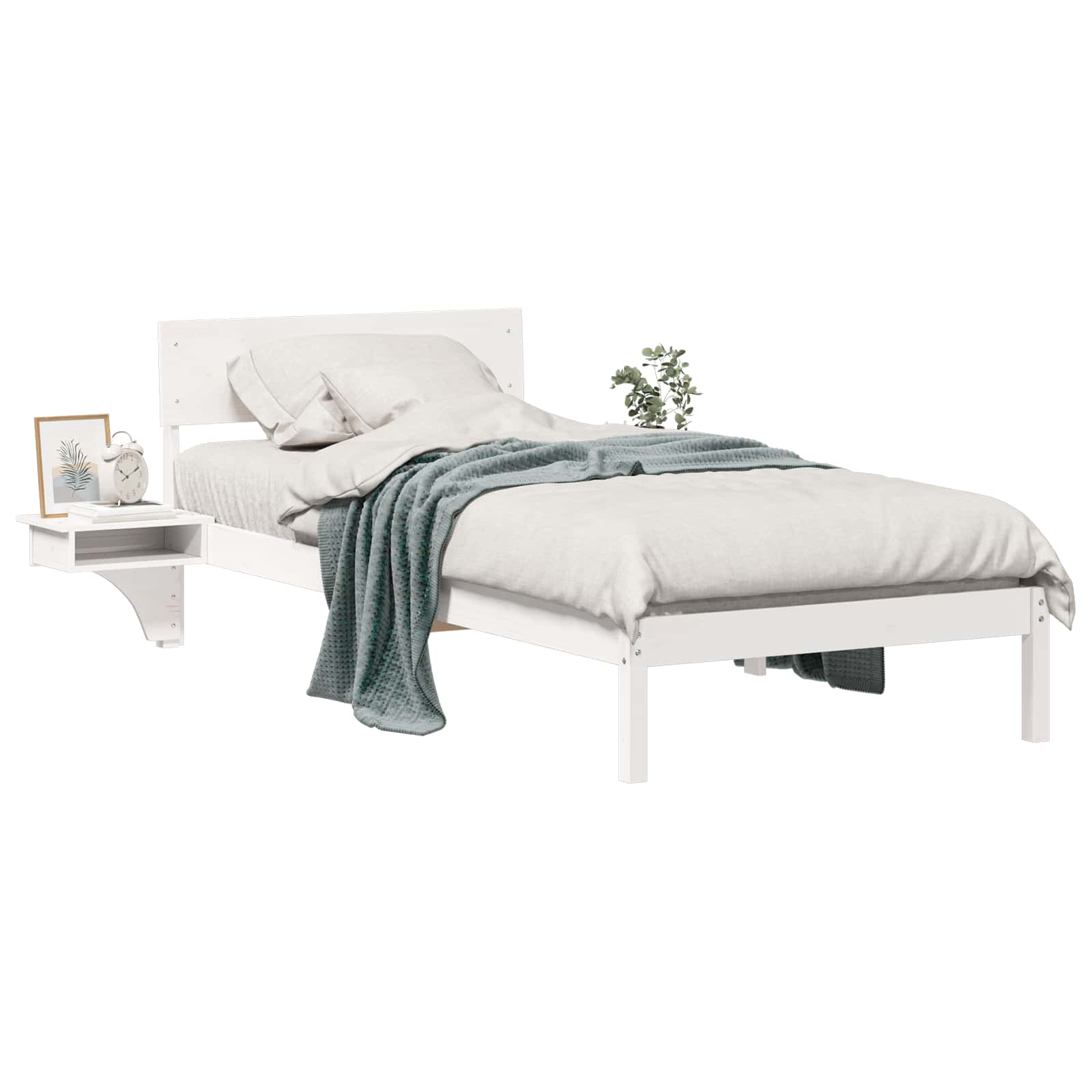 Bedframe met hoofdeinde Wit 80 x 200 cm Massief grenenhout is nu te koop bij PeponiXL, paradijselijk wonen!