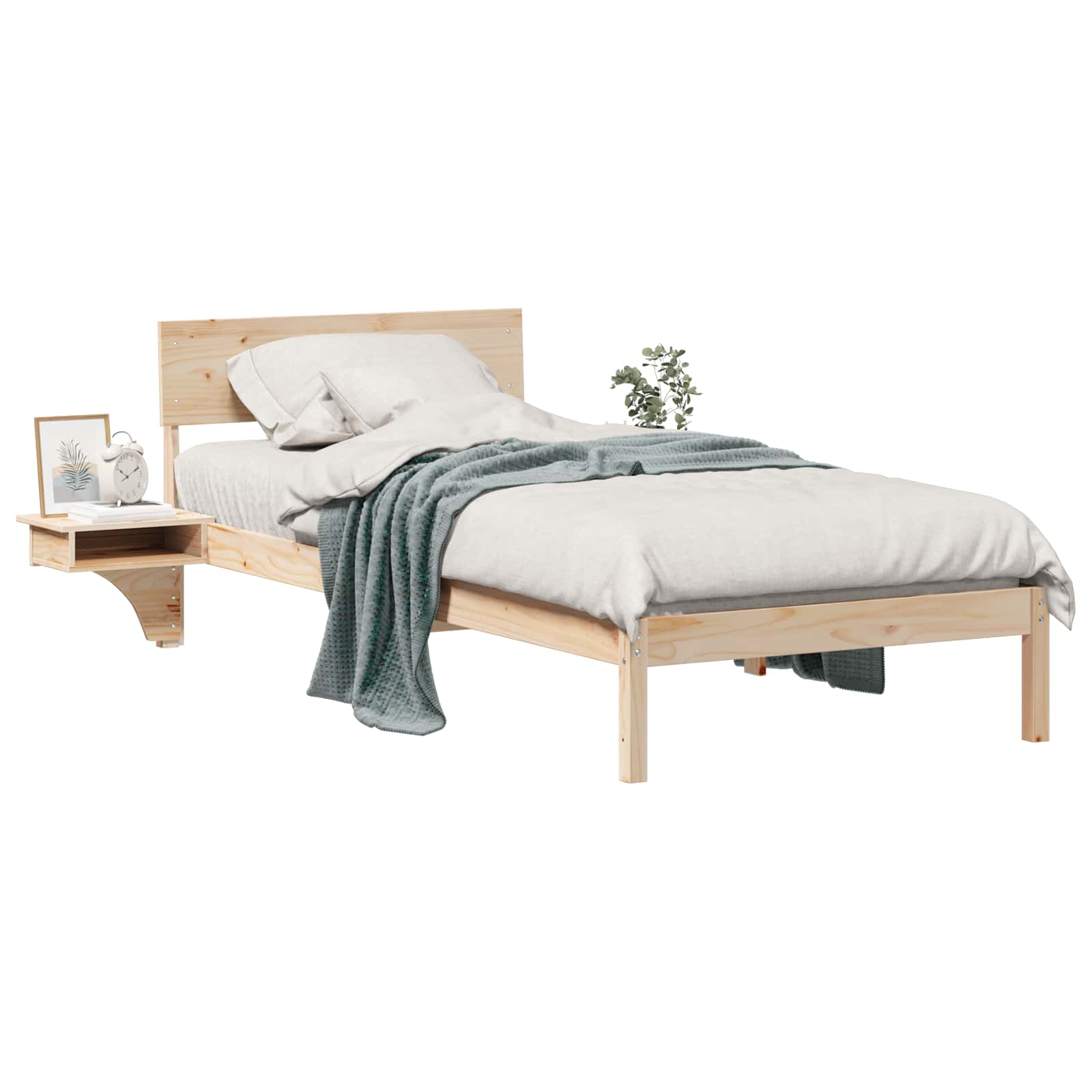 Bedframe met hoofdeinde Bruin 90 x 190 cm Massief grenenhout is nu te koop bij PeponiXL, paradijselijk wonen!