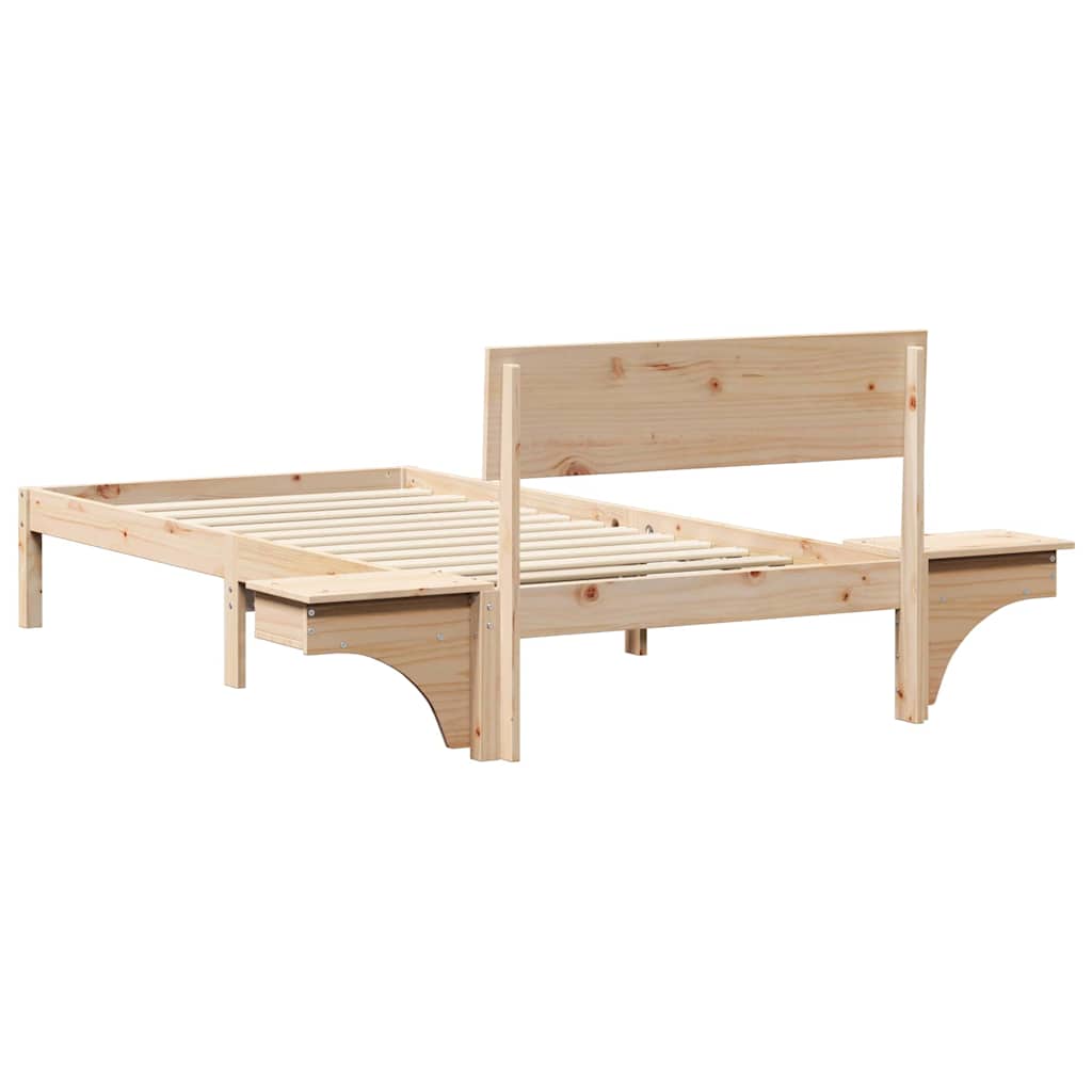 Bedframe met hoofdeinde Bruin 90 x 190 cm Massief grenenhout is nu te koop bij PeponiXL, paradijselijk wonen!
