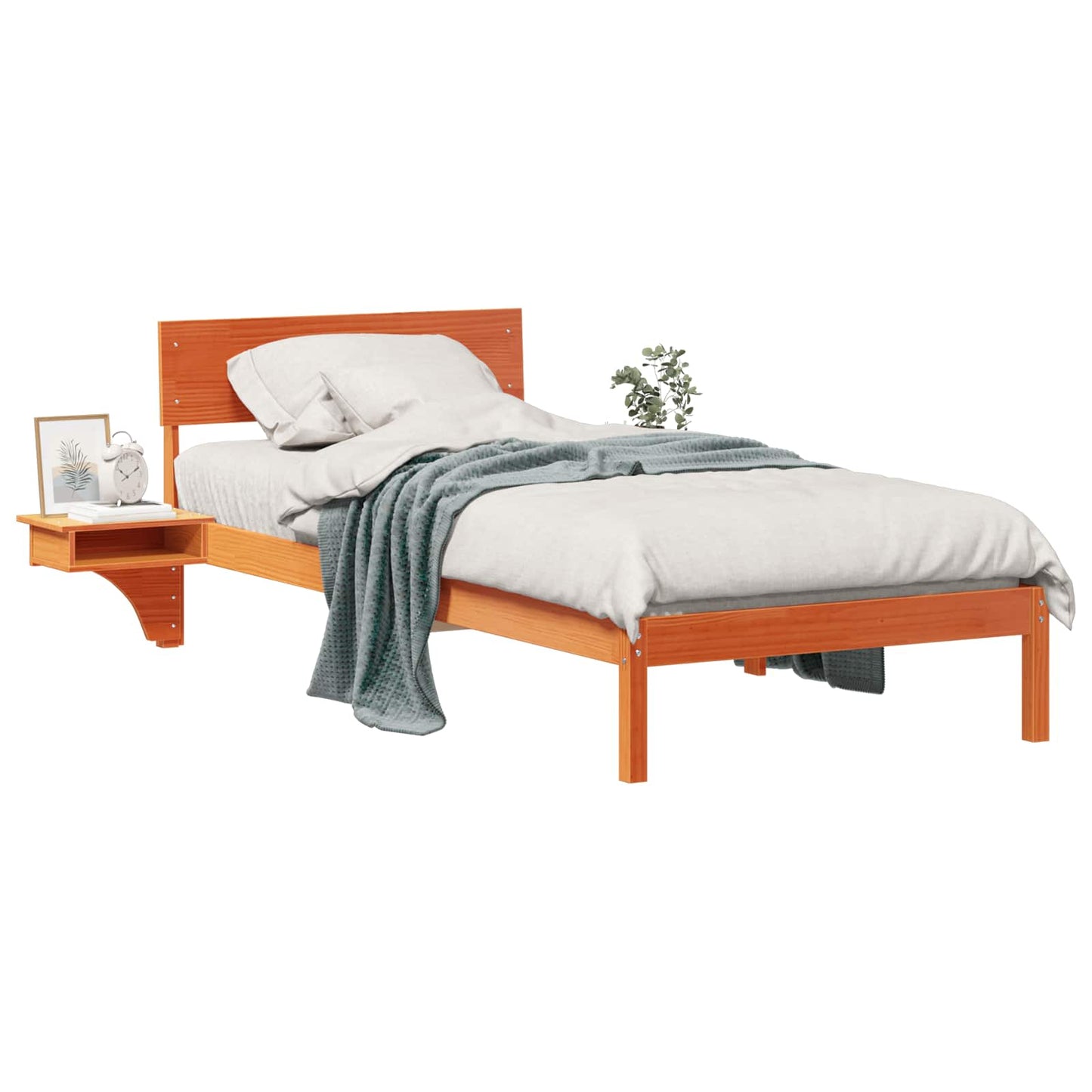 Bedframe met hoofdeinde Wasbruin 90 x 190 cm Massief grenenhout is nu te koop bij PeponiXL, paradijselijk wonen!