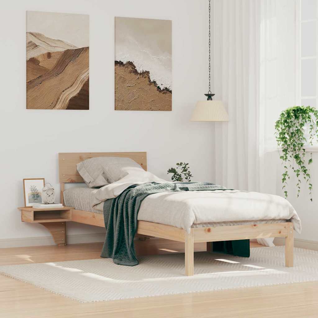 Bedframe met hoofdeinde Bruin 75 x 190 cm Massief grenenhout is nu te koop bij PeponiXL, paradijselijk wonen!
