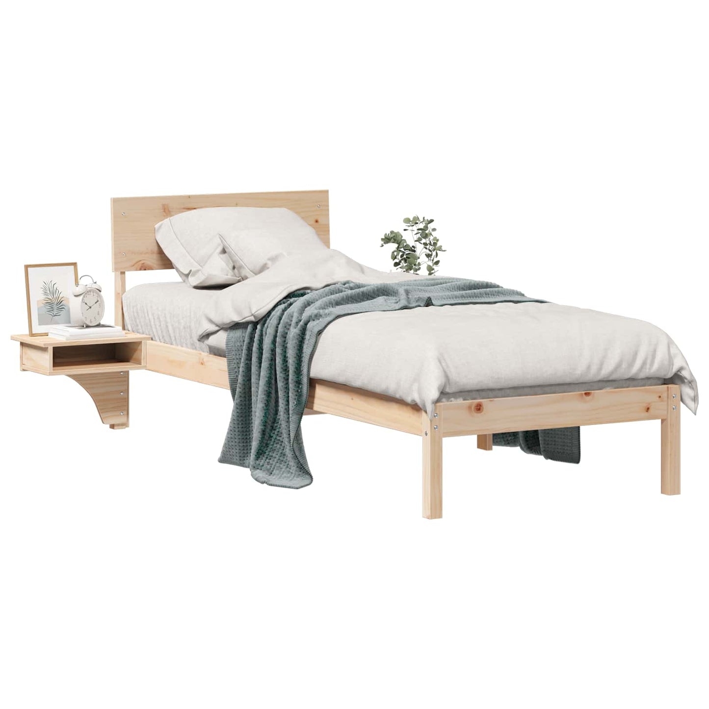 Bedframe met hoofdeinde Bruin 75 x 190 cm Massief grenenhout is nu te koop bij PeponiXL, paradijselijk wonen!