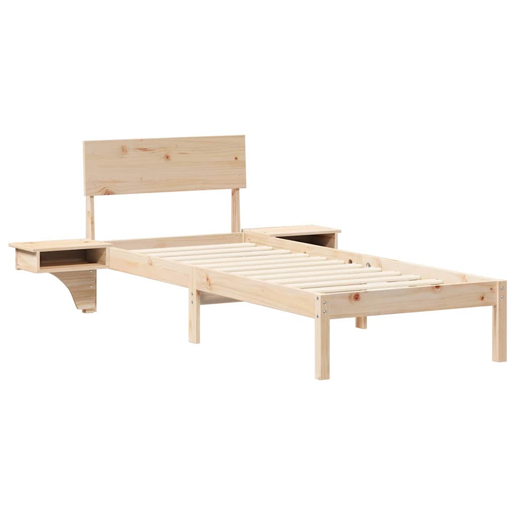 Bedframe met hoofdeinde Bruin 75 x 190 cm Massief grenenhout is nu te koop bij PeponiXL, paradijselijk wonen!