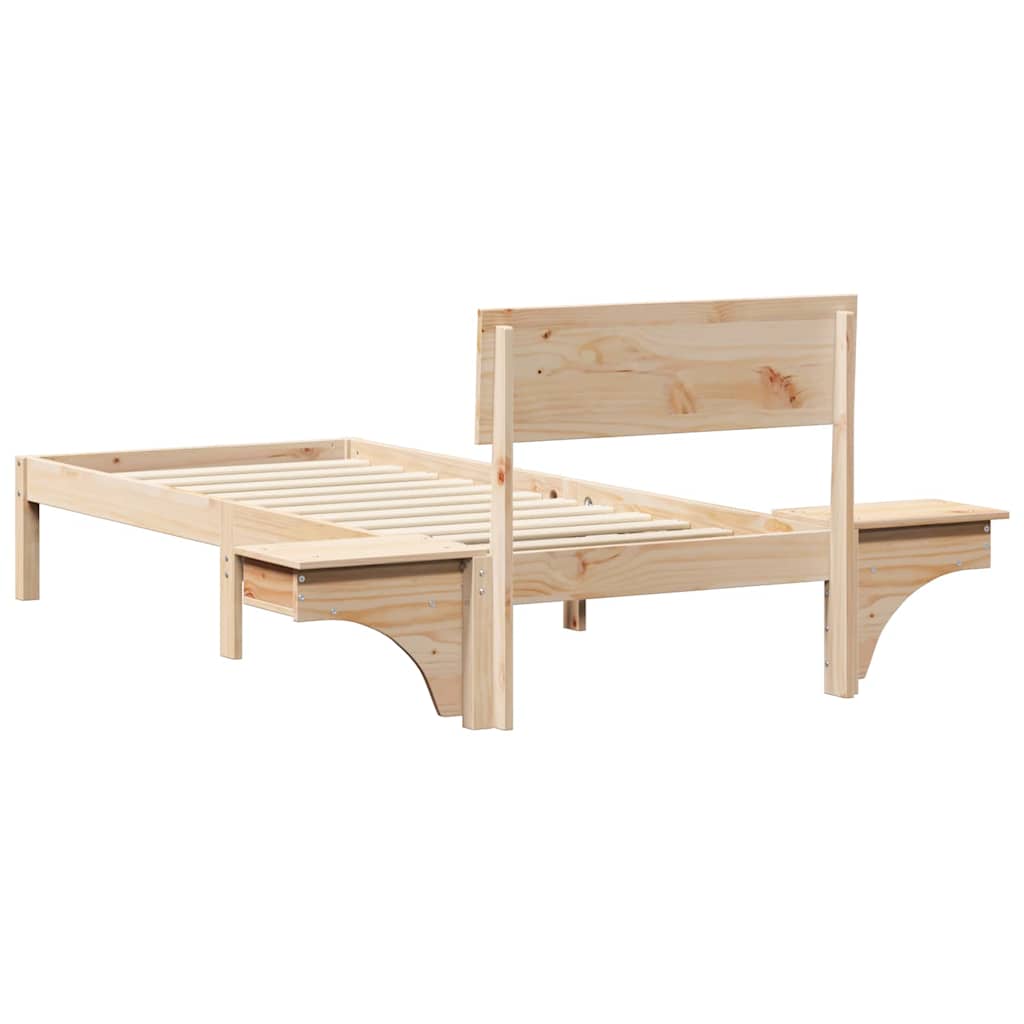 Bedframe met hoofdeinde Bruin 75 x 190 cm Massief grenenhout is nu te koop bij PeponiXL, paradijselijk wonen!
