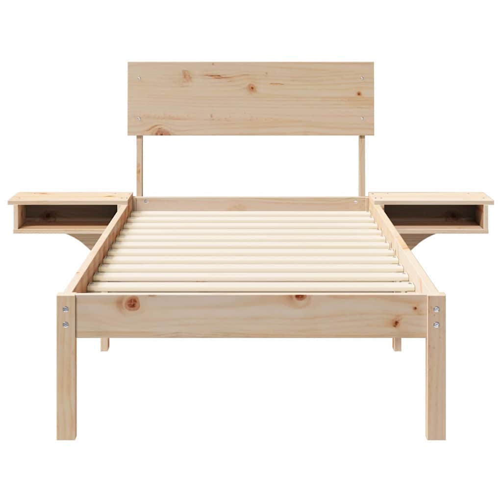 Bedframe met hoofdeinde Bruin 75 x 190 cm Massief grenenhout is nu te koop bij PeponiXL, paradijselijk wonen!