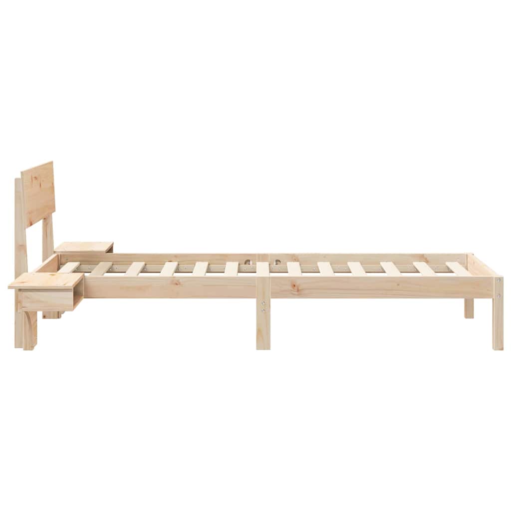 Bedframe met hoofdeinde Bruin 75 x 190 cm Massief grenenhout is nu te koop bij PeponiXL, paradijselijk wonen!