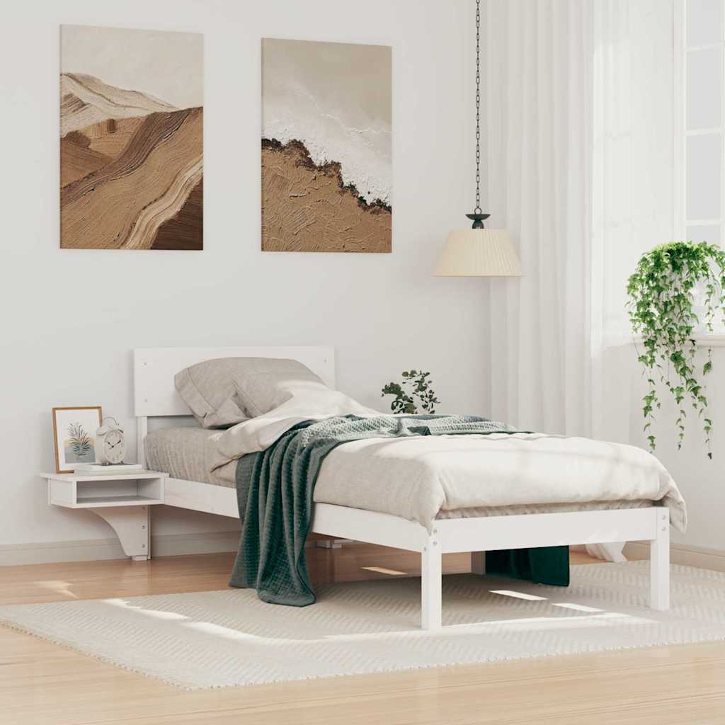 Bedframe met hoofdeinde Wit 75 x 190 cm Massief grenenhout is nu te koop bij PeponiXL, paradijselijk wonen!