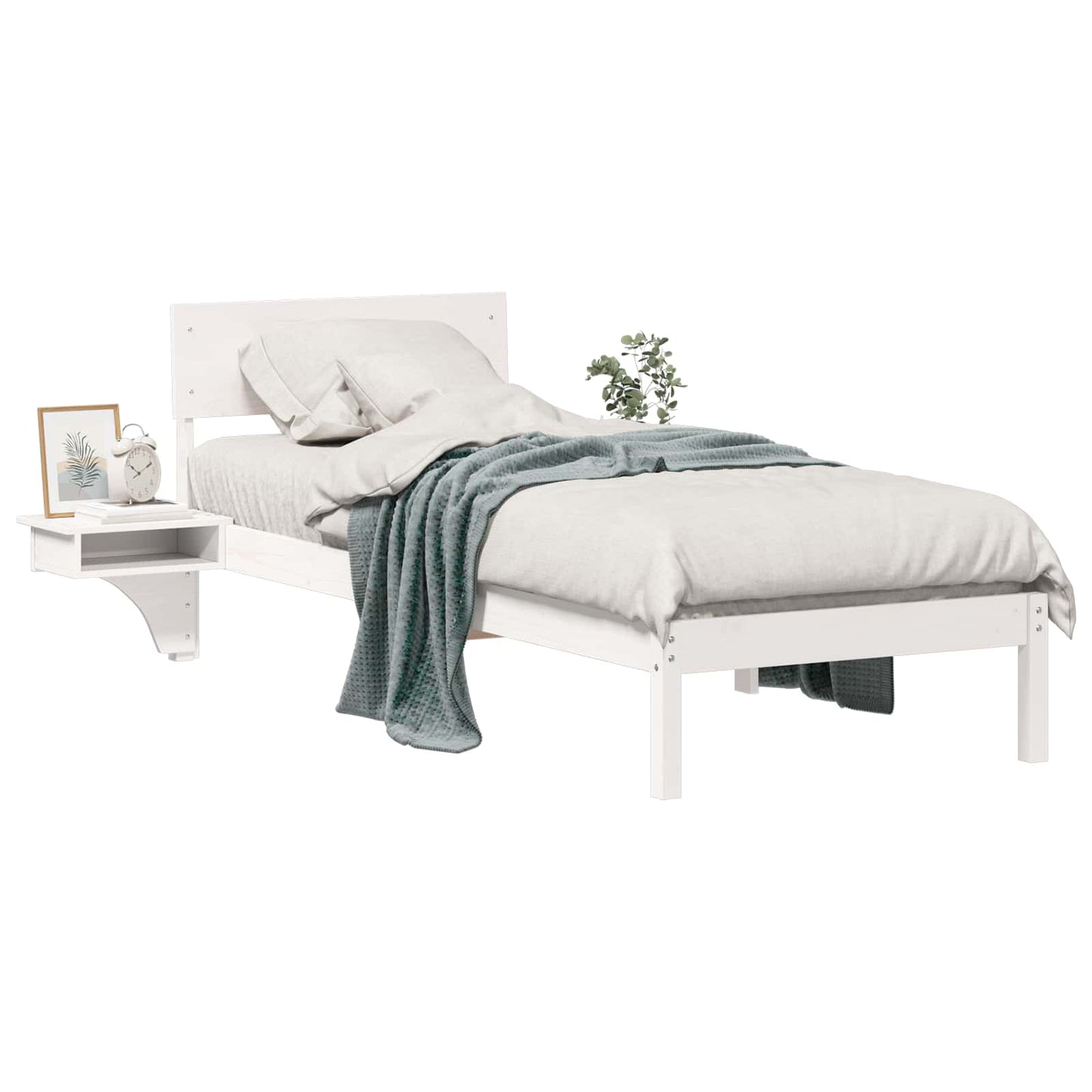 Bedframe met hoofdeinde Wit 75 x 190 cm Massief grenenhout is nu te koop bij PeponiXL, paradijselijk wonen!
