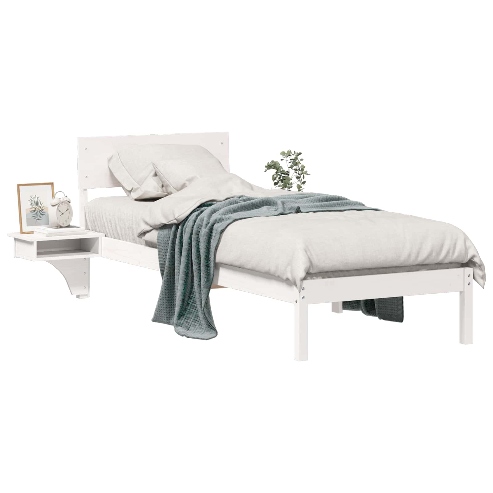 Bedframe met hoofdeinde Wit 75 x 190 cm Massief grenenhout is nu te koop bij PeponiXL, paradijselijk wonen!