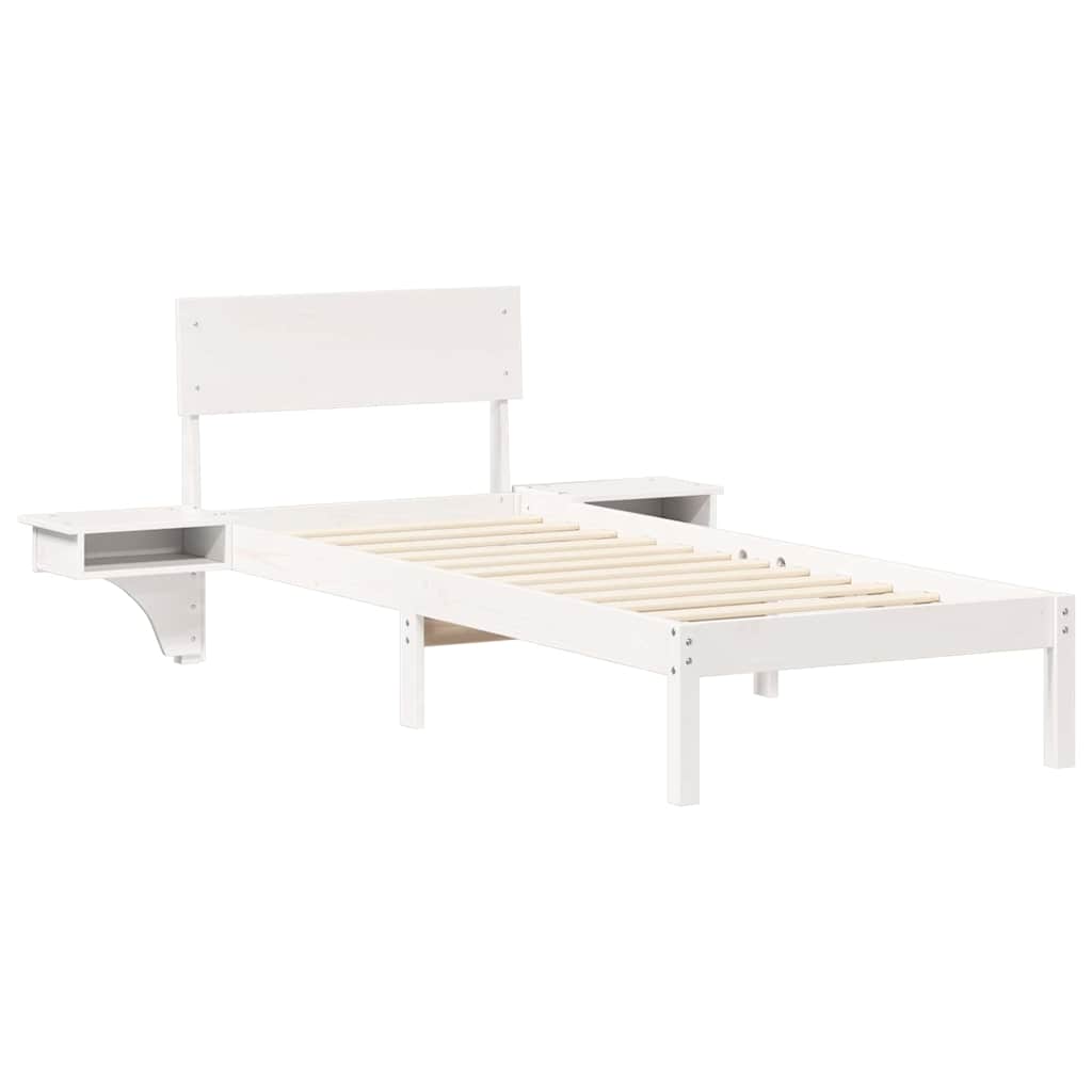 Bedframe met hoofdeinde Wit 75 x 190 cm Massief grenenhout is nu te koop bij PeponiXL, paradijselijk wonen!