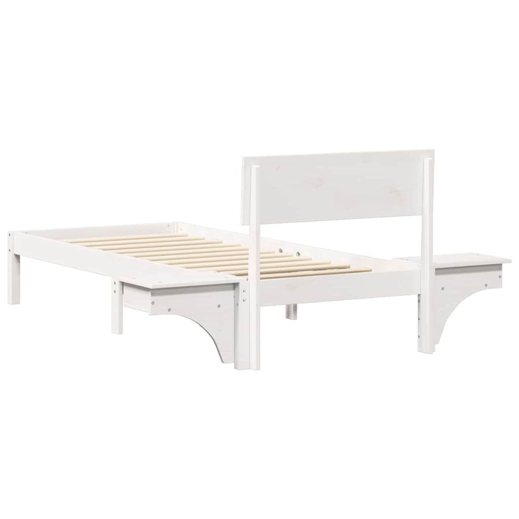 Bedframe met hoofdeinde Wit 75 x 190 cm Massief grenenhout is nu te koop bij PeponiXL, paradijselijk wonen!
