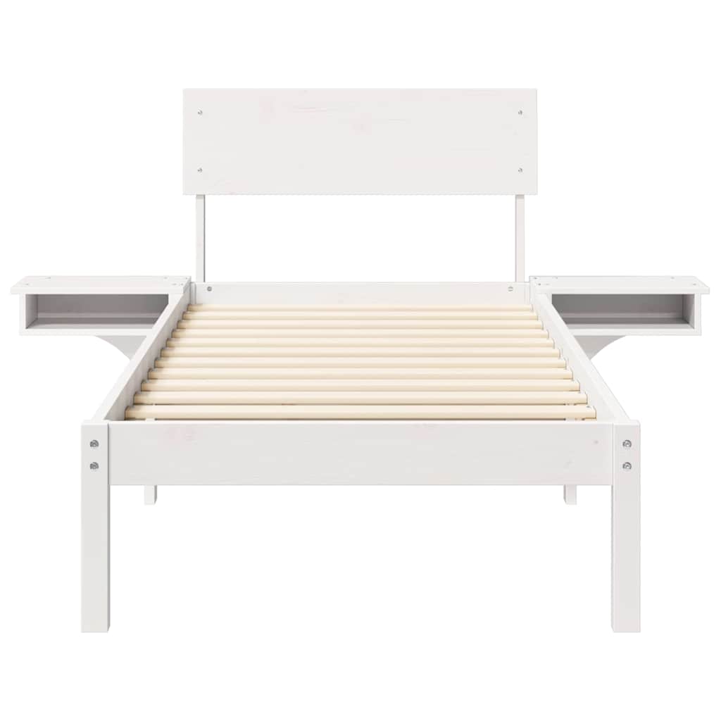 Bedframe met hoofdeinde Wit 75 x 190 cm Massief grenenhout is nu te koop bij PeponiXL, paradijselijk wonen!