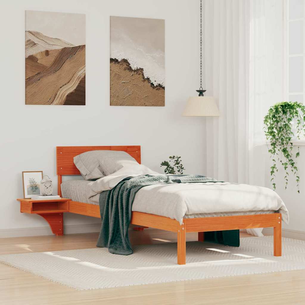 Bedframe met hoofdeinde Wasbruin 75 x 190 cm Massief grenenhout is nu te koop bij PeponiXL, paradijselijk wonen!