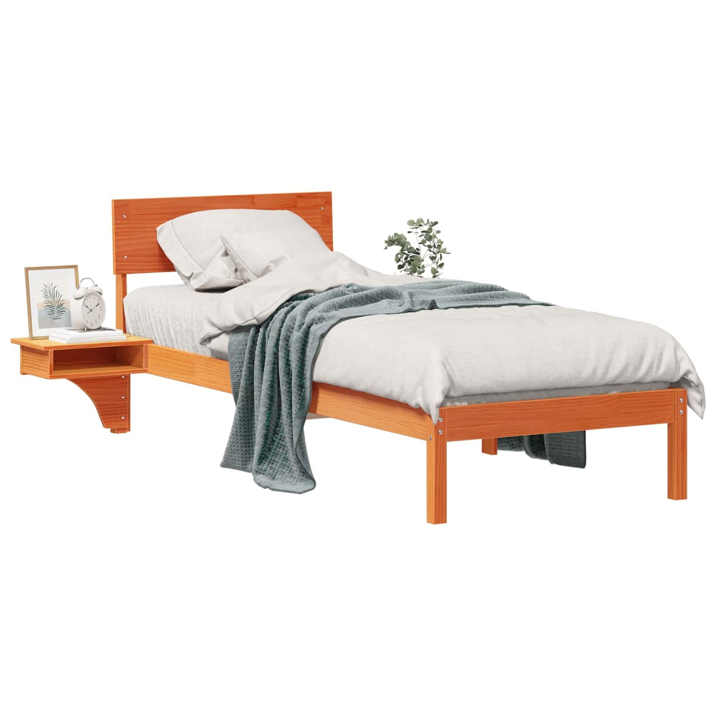Bedframe met hoofdeinde Wasbruin 75 x 190 cm Massief grenenhout is nu te koop bij PeponiXL, paradijselijk wonen!