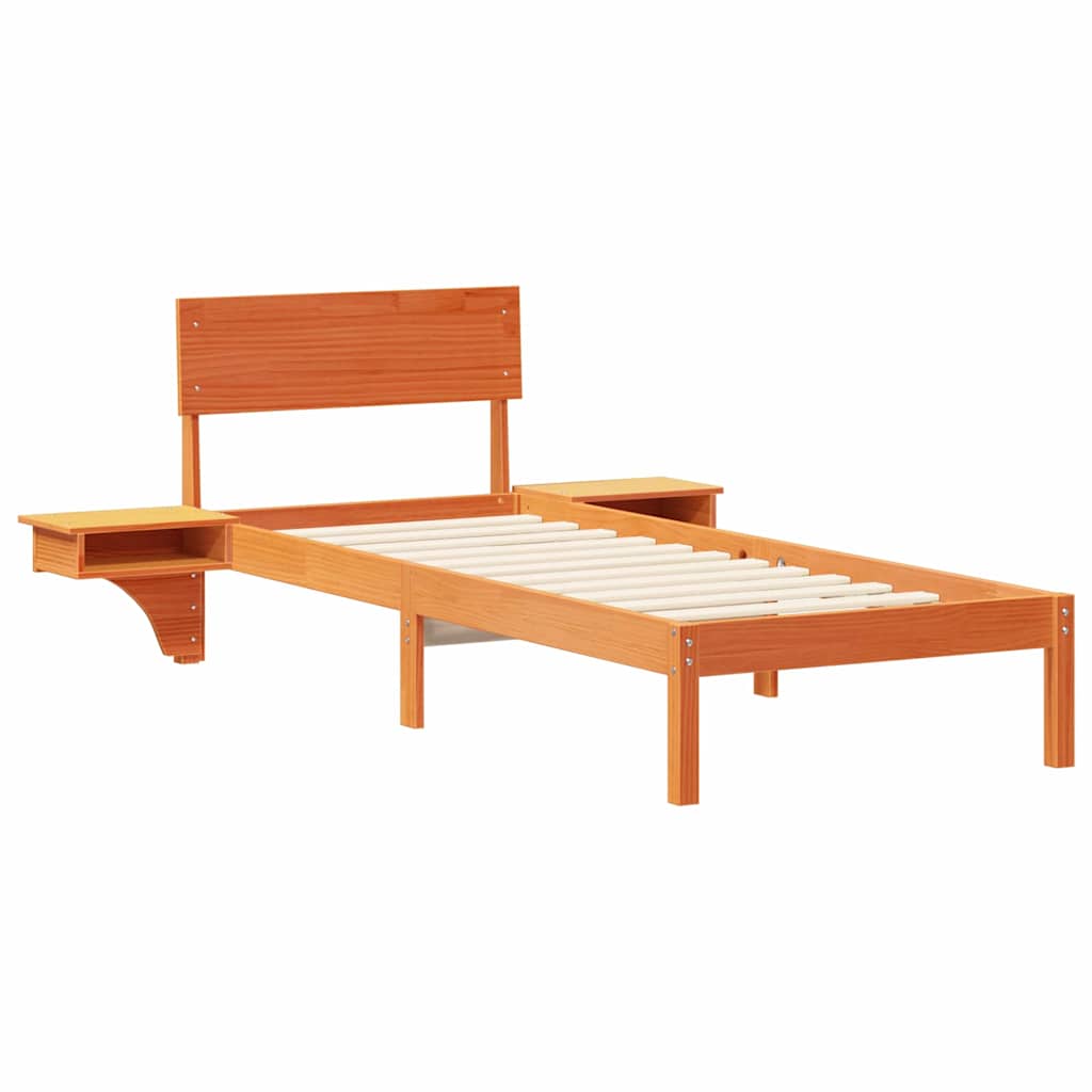 Bedframe met hoofdeinde Wasbruin 75 x 190 cm Massief grenenhout is nu te koop bij PeponiXL, paradijselijk wonen!