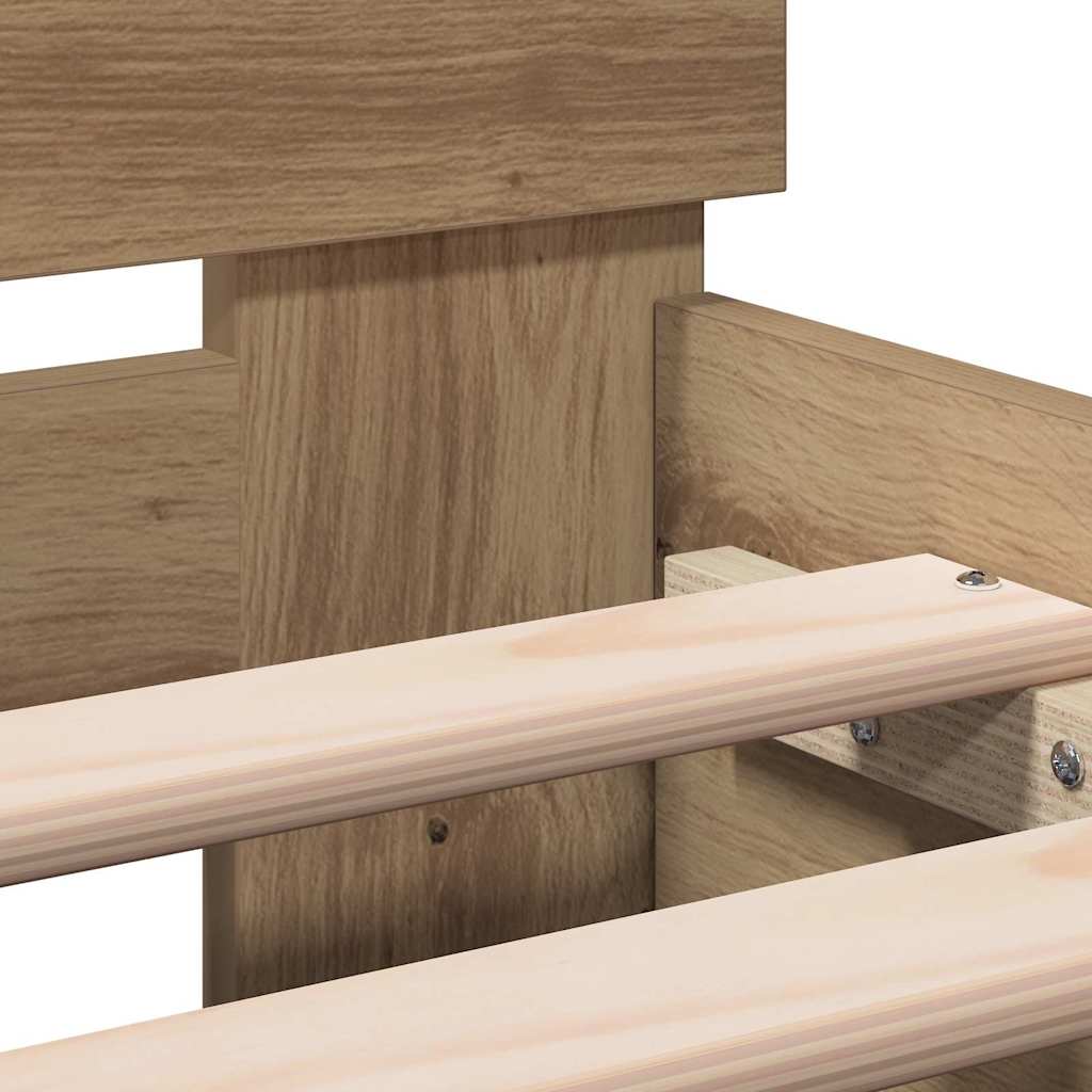 Bedframe Artisan Eiken 203 x 185 x 70 cm Bewerkt hout is nu te koop bij PeponiXL, paradijselijk wonen!