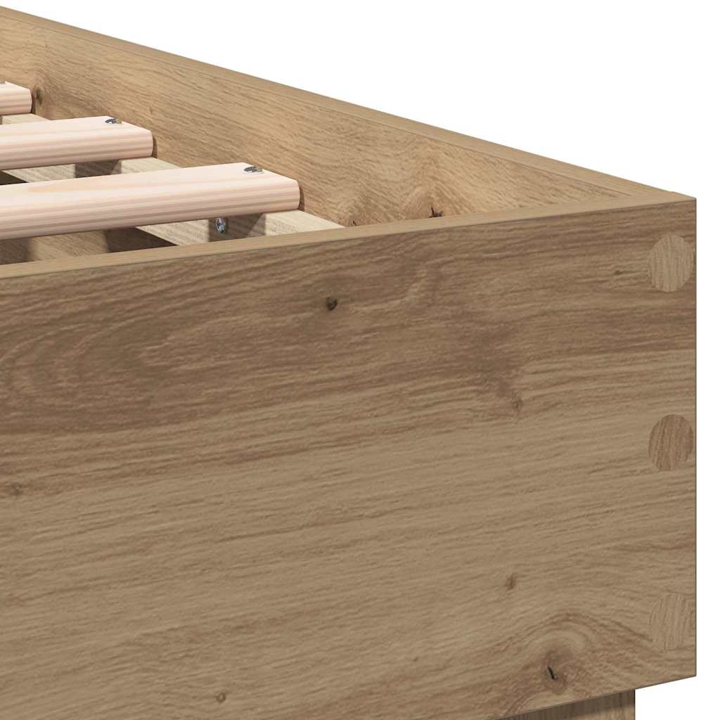 Bedframe Artisan Eiken 203 x 185 x 70 cm Bewerkt hout is nu te koop bij PeponiXL, paradijselijk wonen!
