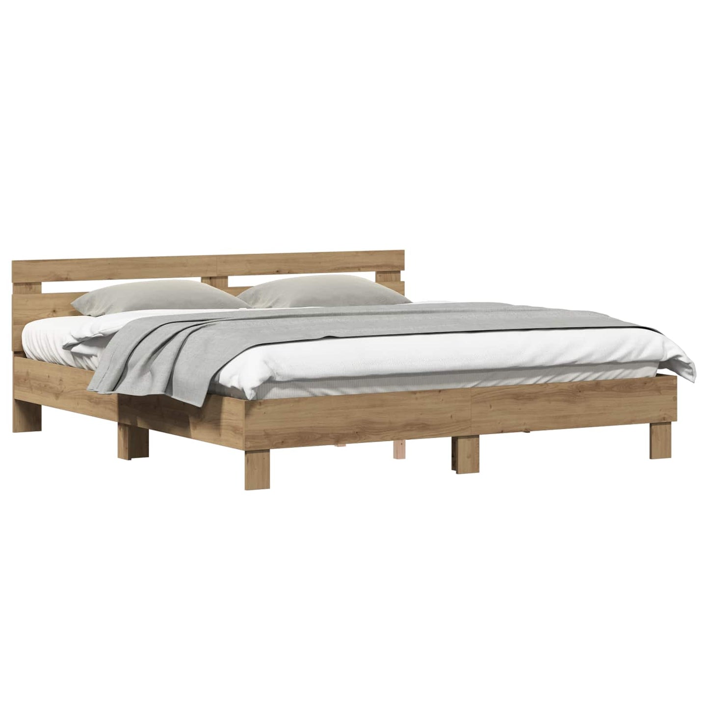 Bedframe Artisan Eiken 203 x 185 x 70 cm Bewerkt hout is nu te koop bij PeponiXL, paradijselijk wonen!