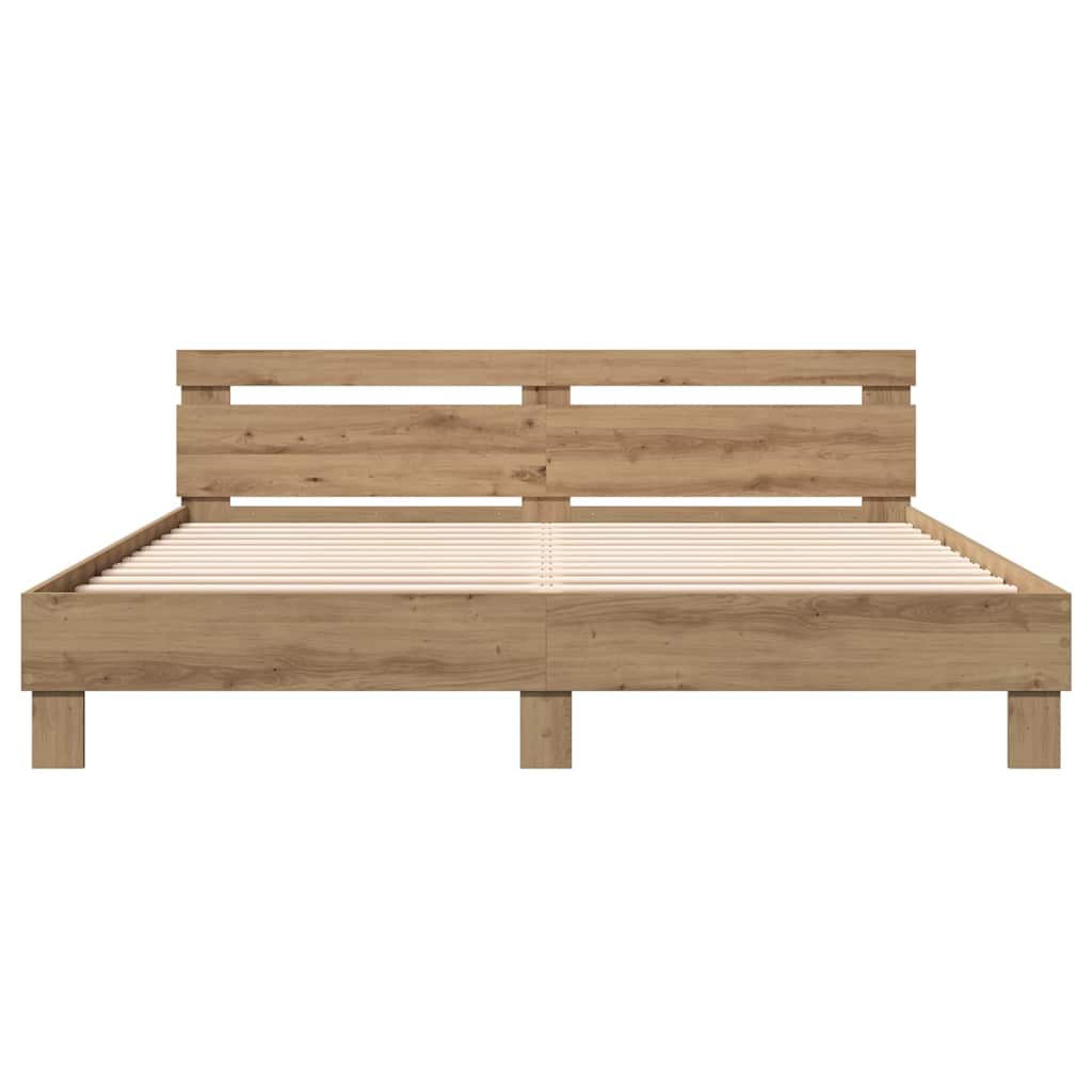 Bedframe Artisan Eiken 203 x 185 x 70 cm Bewerkt hout is nu te koop bij PeponiXL, paradijselijk wonen!