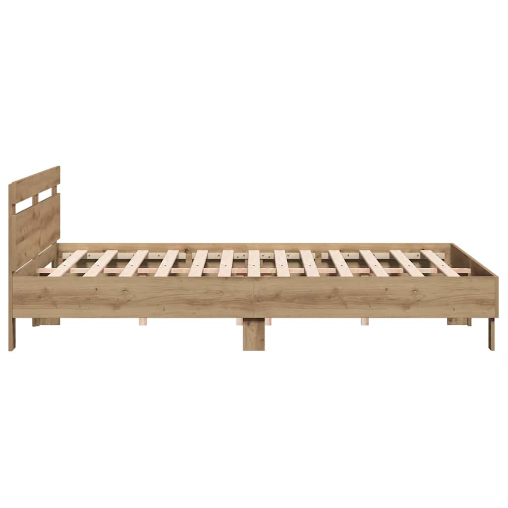 Bedframe Artisan Eiken 203 x 185 x 70 cm Bewerkt hout is nu te koop bij PeponiXL, paradijselijk wonen!