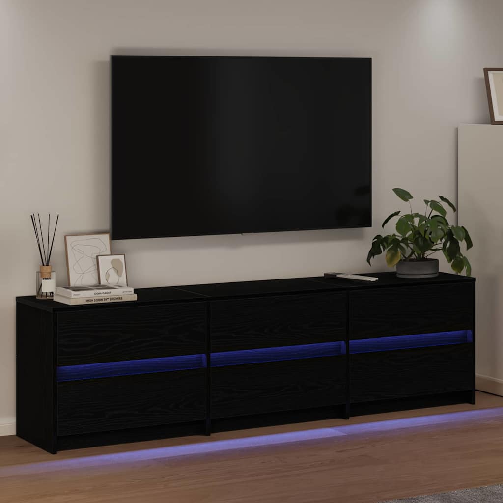 TV Eenheden 2 pcs Zwart Eiken 180 x 34 x 50 cm Bewerkt hout is nu te koop bij PeponiXL, paradijselijk wonen!