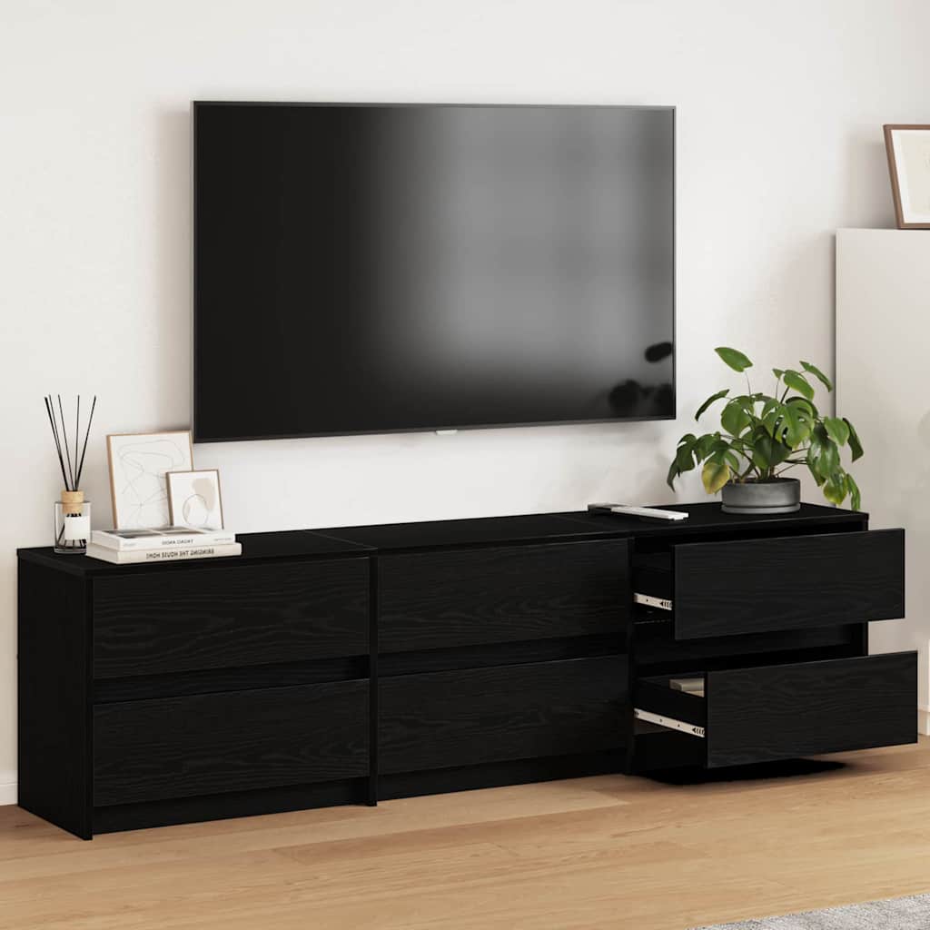 TV Eenheden 2 pcs Zwart Eiken 180 x 34 x 50 cm Bewerkt hout is nu te koop bij PeponiXL, paradijselijk wonen!