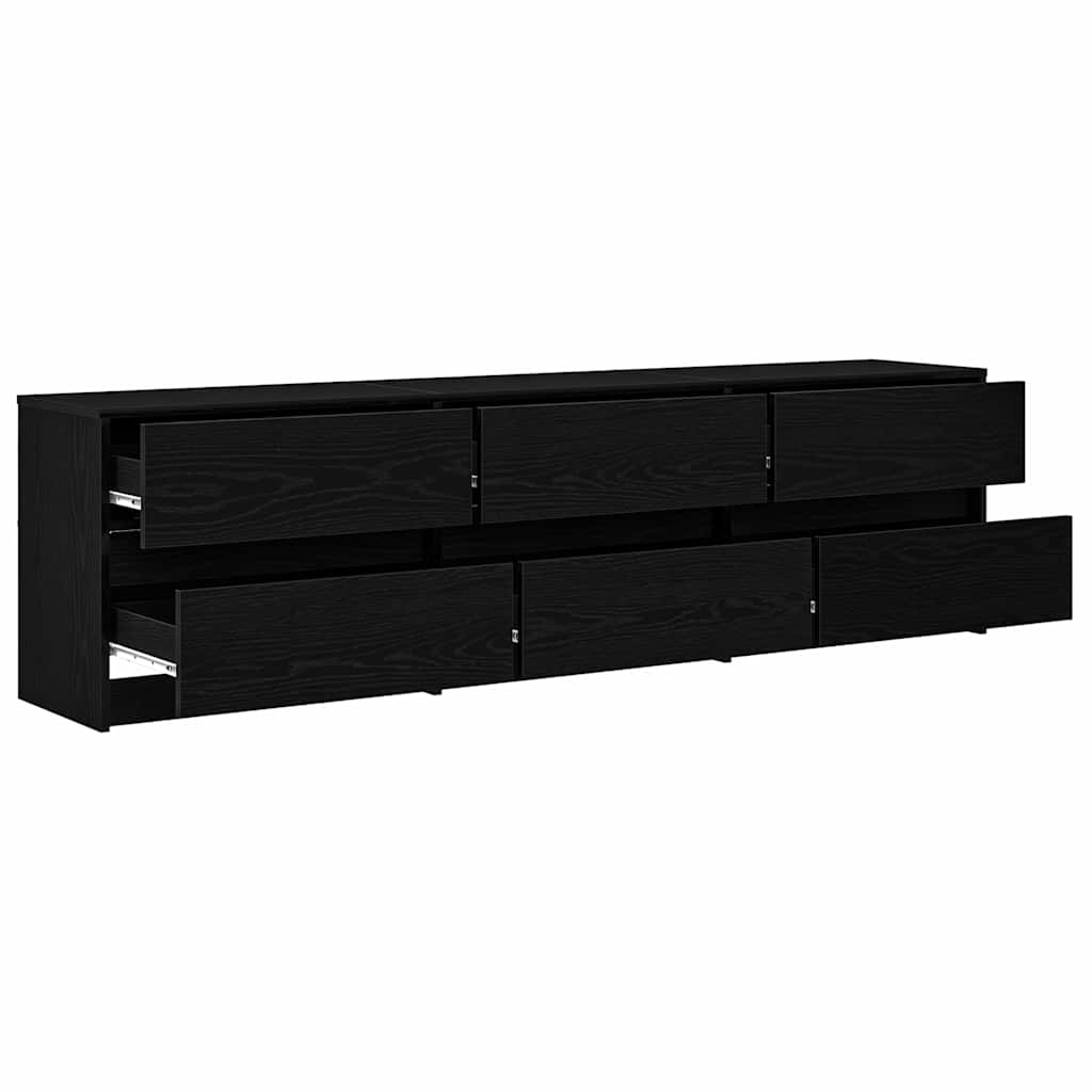 TV Eenheden 2 pcs Zwart Eiken 180 x 34 x 50 cm Bewerkt hout is nu te koop bij PeponiXL, paradijselijk wonen!