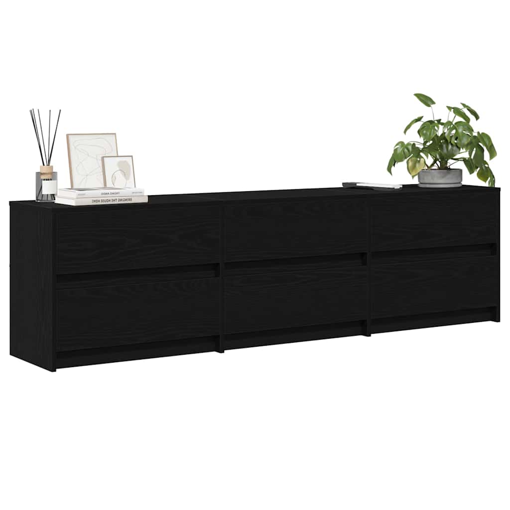 TV Eenheden 2 pcs Zwart Eiken 180 x 34 x 50 cm Bewerkt hout is nu te koop bij PeponiXL, paradijselijk wonen!
