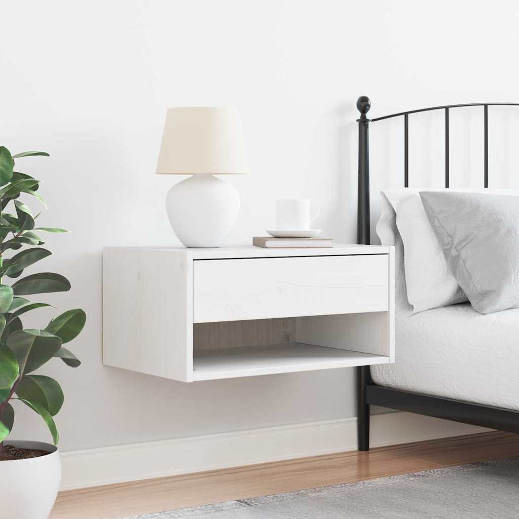 Nachtkastje met lade Wit 50 x 32,5 x 24 cm Massief grenenhout is nu te koop bij PeponiXL, paradijselijk wonen!