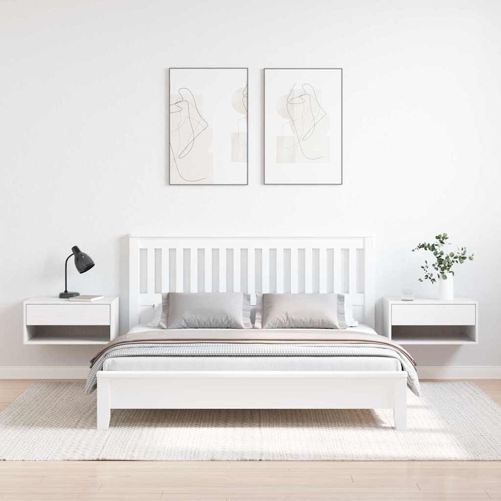 Nachtkastje 2 pcs Wit 50 x 32,5 x 24 cm Massief grenenhout is nu te koop bij PeponiXL, paradijselijk wonen!