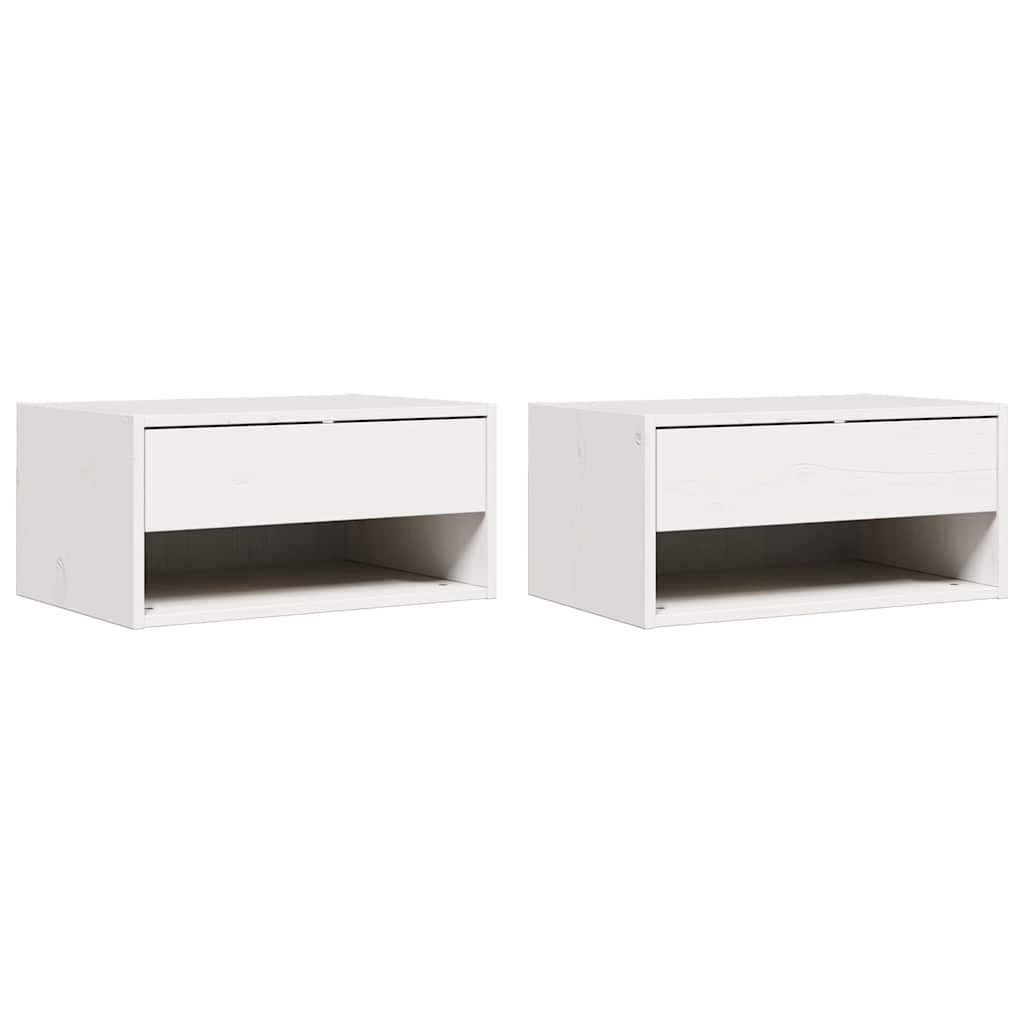 Nachtkastje 2 pcs Wit 50 x 32,5 x 24 cm Massief grenenhout is nu te koop bij PeponiXL, paradijselijk wonen!