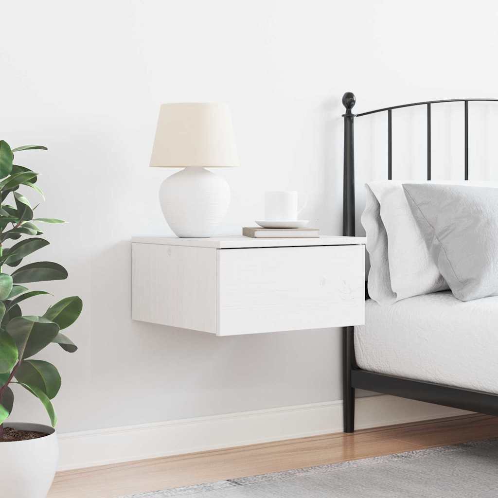 Nachtkastje met lade Wit 37 x 35 x 18,5 cm Massief grenenhout is nu te koop bij PeponiXL, paradijselijk wonen!