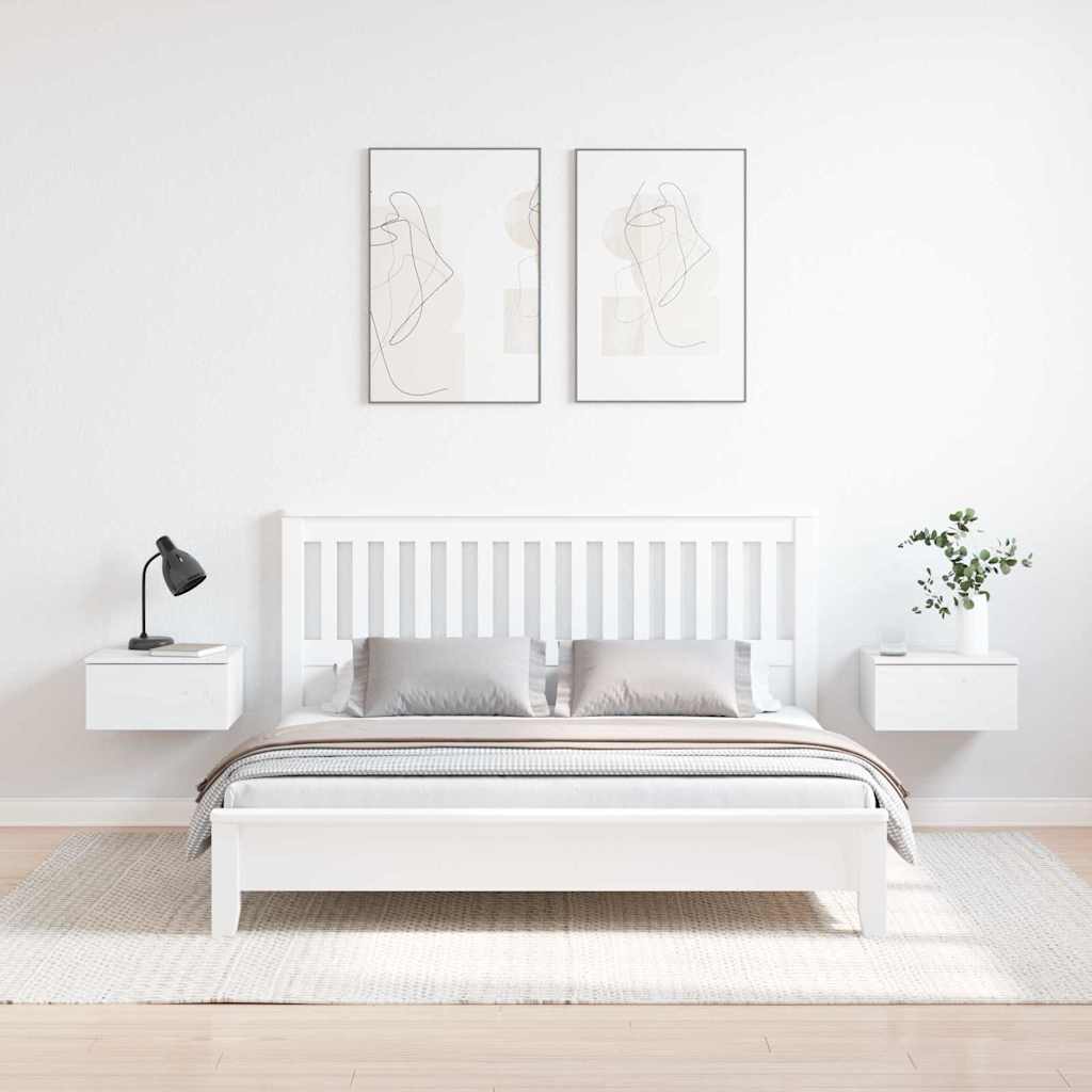 Nachtkastje 2 pcs Wit 37 x 35 x 18,5 cm Massief grenenhout is nu te koop bij PeponiXL, paradijselijk wonen!