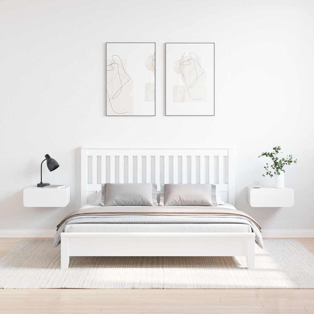 Nachtkastje 2 pcs Wit 39 x 34 x 16,5 cm Massief grenenhout is nu te koop bij PeponiXL, paradijselijk wonen!