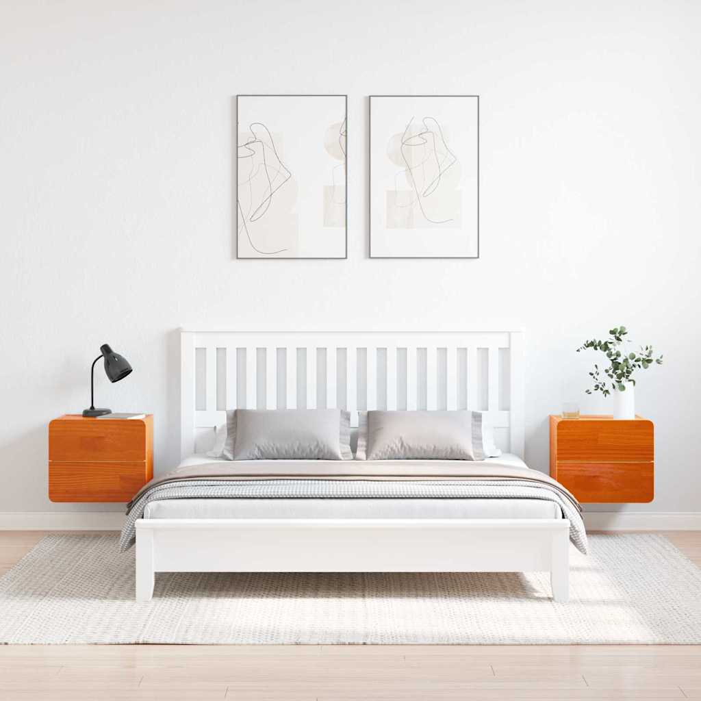 Nachtkastje 2 pcs Bruin 39 x 34 x 33 cm Massief grenenhout is nu te koop bij PeponiXL, paradijselijk wonen!