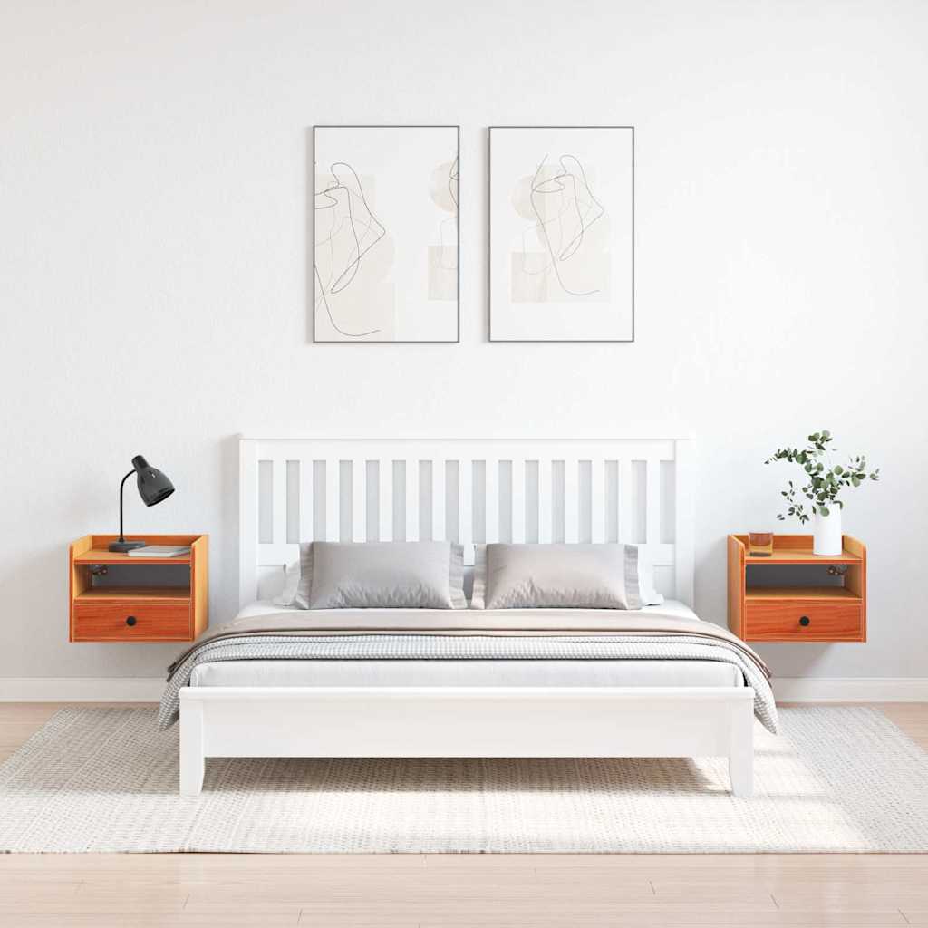 Nachtkastje 2 pcs Wasbruin 38 x 36 x 29,5 cm Massief grenenhout is nu te koop bij PeponiXL, paradijselijk wonen!