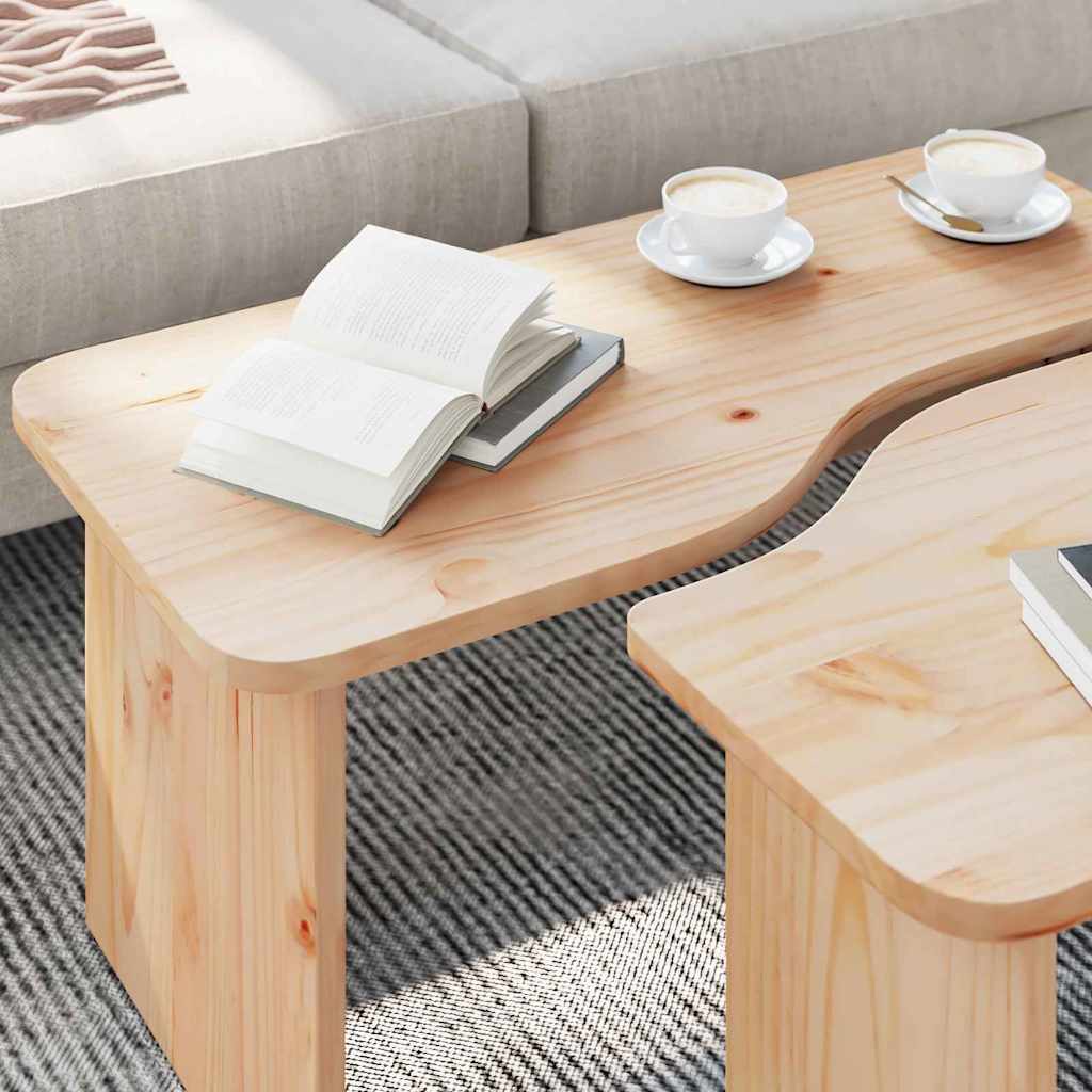 Salontafel 2 pcs Naturel Massief grenenhout is nu te koop bij PeponiXL, paradijselijk wonen!