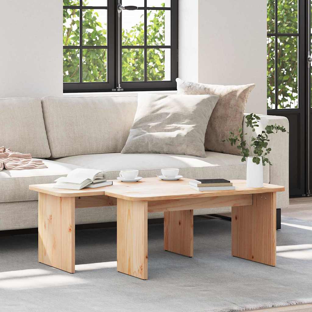 Salontafel 2 pcs Naturel Massief grenenhout is nu te koop bij PeponiXL, paradijselijk wonen!