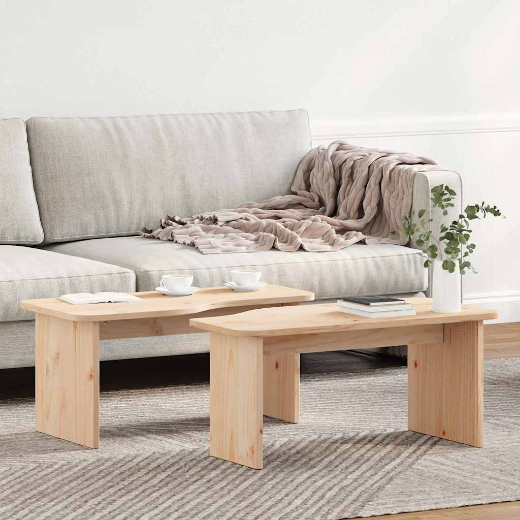 Salontafel 2 pcs Naturel Massief grenenhout is nu te koop bij PeponiXL, paradijselijk wonen!