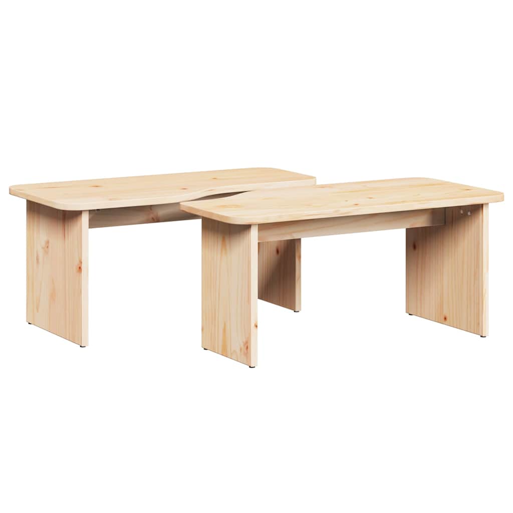 Salontafel 2 pcs Naturel Massief grenenhout is nu te koop bij PeponiXL, paradijselijk wonen!